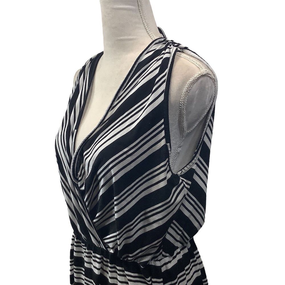 Liberty Love‎  Womens Maxi Long Black White Dress Stripe Size XL Stretch - Picture 4 of 7